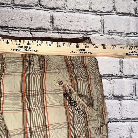 Men’s Ecko Unltd Beige Orange Plaid Cargo Shorts Size 38 - Picture 6 of 8